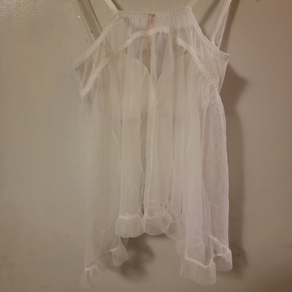 Victoria's Secret White Chiffon Lingerie Negligee - Picture 3 of 9